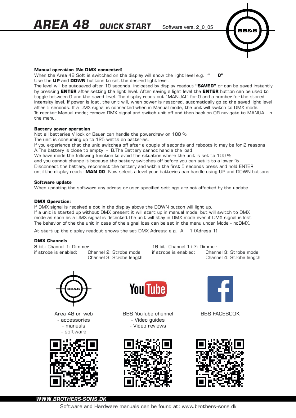 Area 48, Quick start | Brother, Brother & Sons Area48soft Quick Start ver. 2.0.05 User Manual | Page 2 / 2