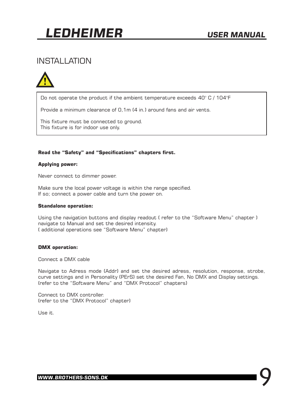 Ledheimer, Installation, User manual | Brother, Brother & Sons Ledheimer Ver. 1.3.00 User Manual | Page 10 / 16