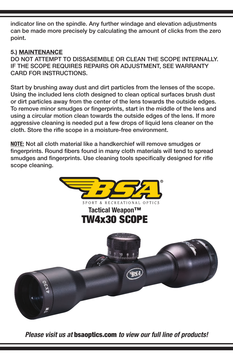 Tw4x30 scope | BSA Optics TW4X30 User Manual | Page 6 / 8