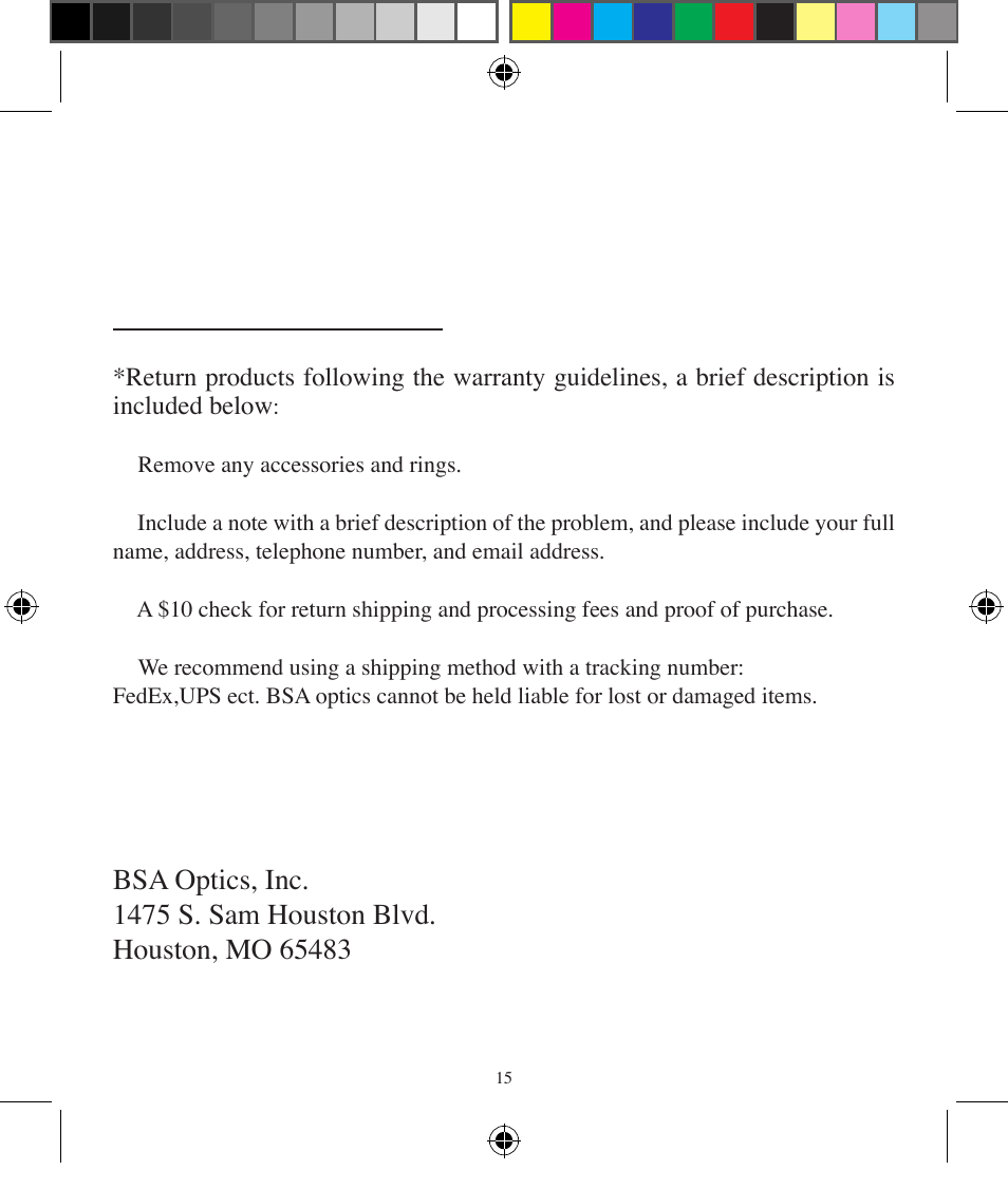 BSA Optics HMRGBD30CP User Manual | Page 15 / 16