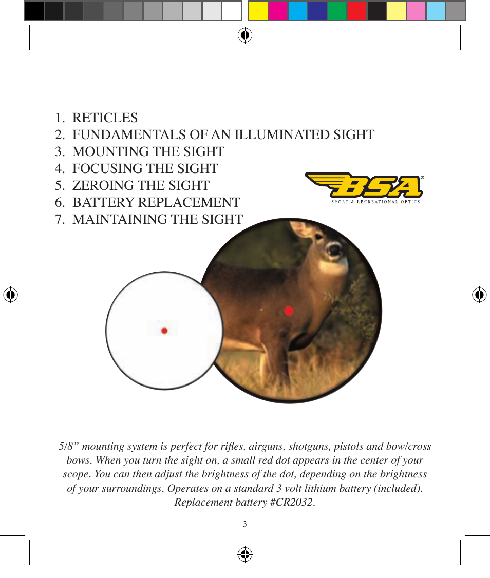 BSA Optics HMRGBD30CP User Manual | Page 3 / 16