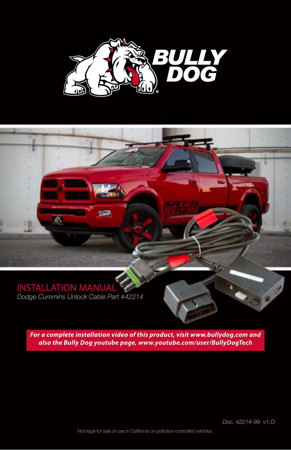 Bully Dog 42214 Dodge Cummins Unlock Cable User Manual | 7 pages