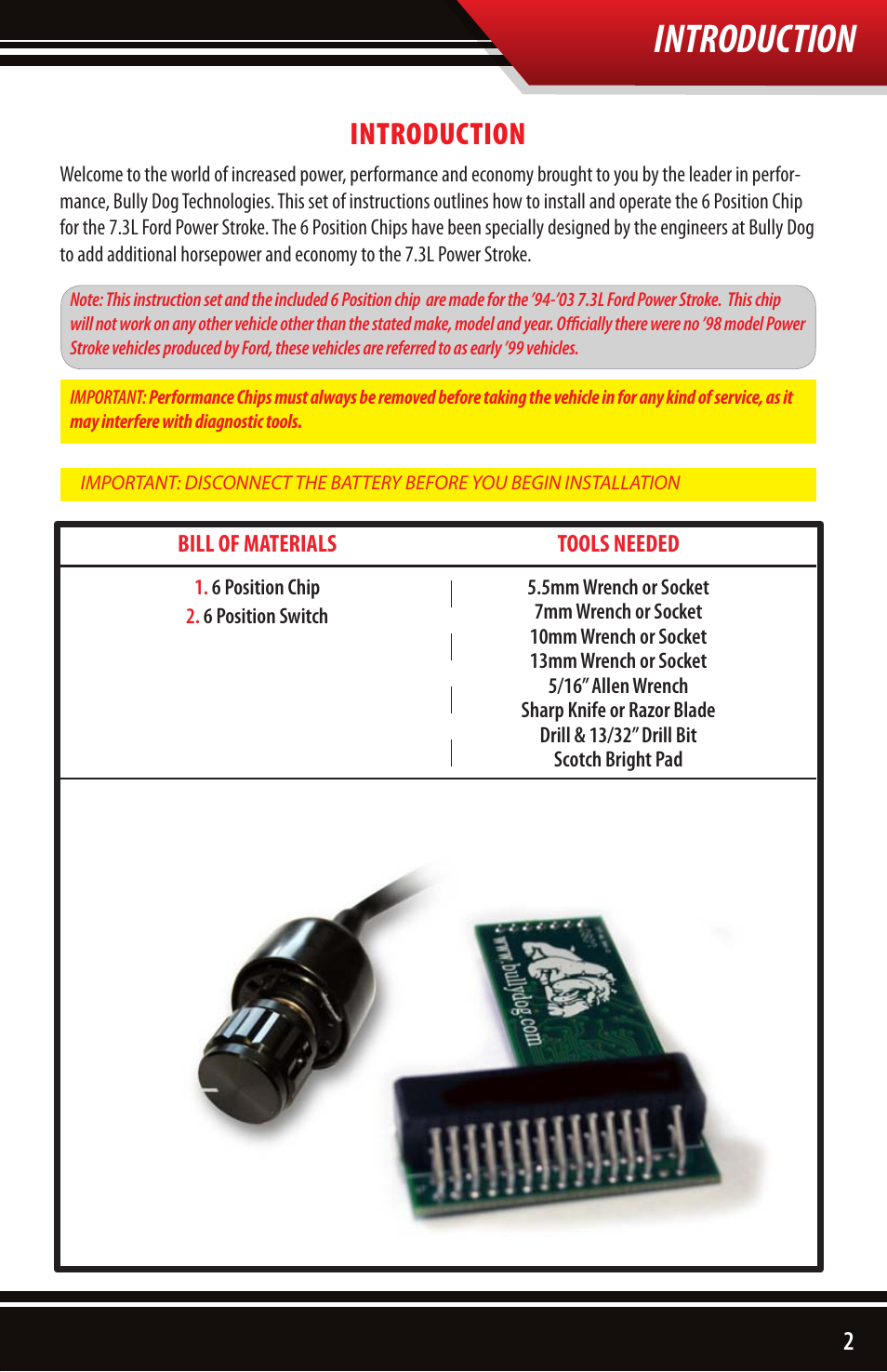 Introduction | Bully Dog 4161x 4-Bank 6-Position Chip User Manual | Page 3 / 16