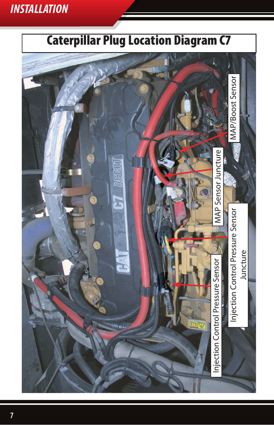 Caterpillar plug location diagram c7, Installation | Bully Dog 40630 CAT 3126, C7 and C9 engines User Manual | Page 8 / 16