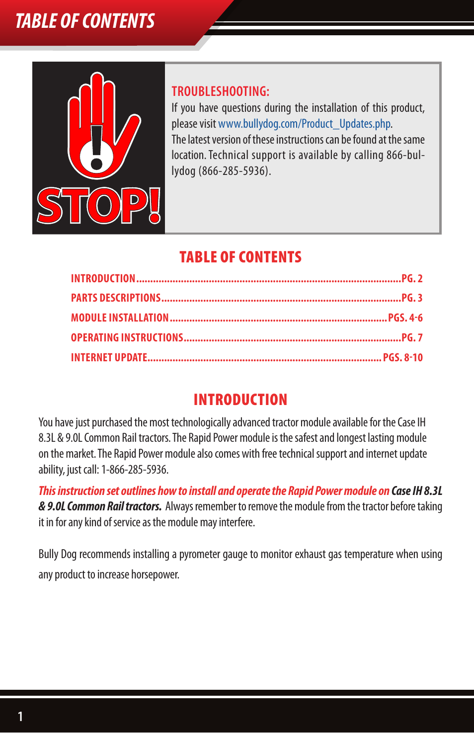 Bully Dog 40621 Case IH 8.3L & 9.0L Common Rail Module User Manual | Page 2 / 12