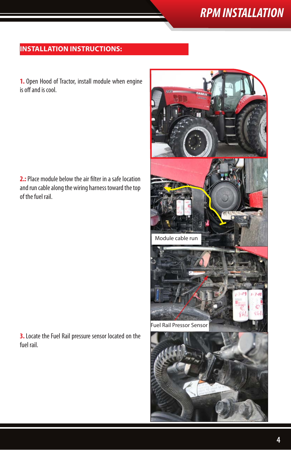 Rpm installation | Bully Dog 40621 Case IH 8.3L & 9.0L Common Rail Module User Manual | Page 5 / 12