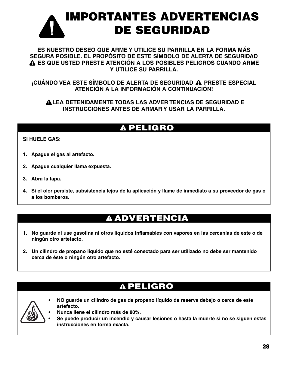Importantes advertencias de seguridad, Peligro, Advertencia peligro | Brinkmann 7741 User Manual | Page 29 / 56