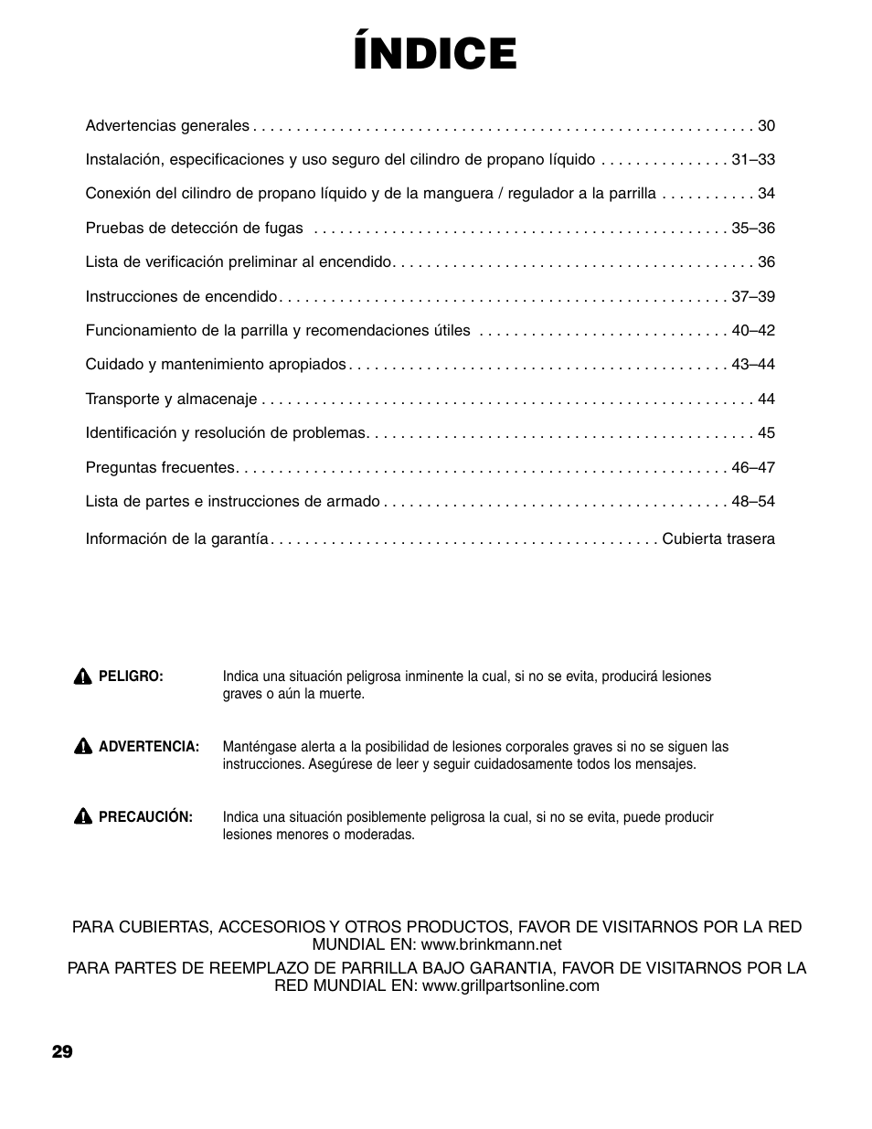 Índice | Brinkmann 7741 User Manual | Page 30 / 56