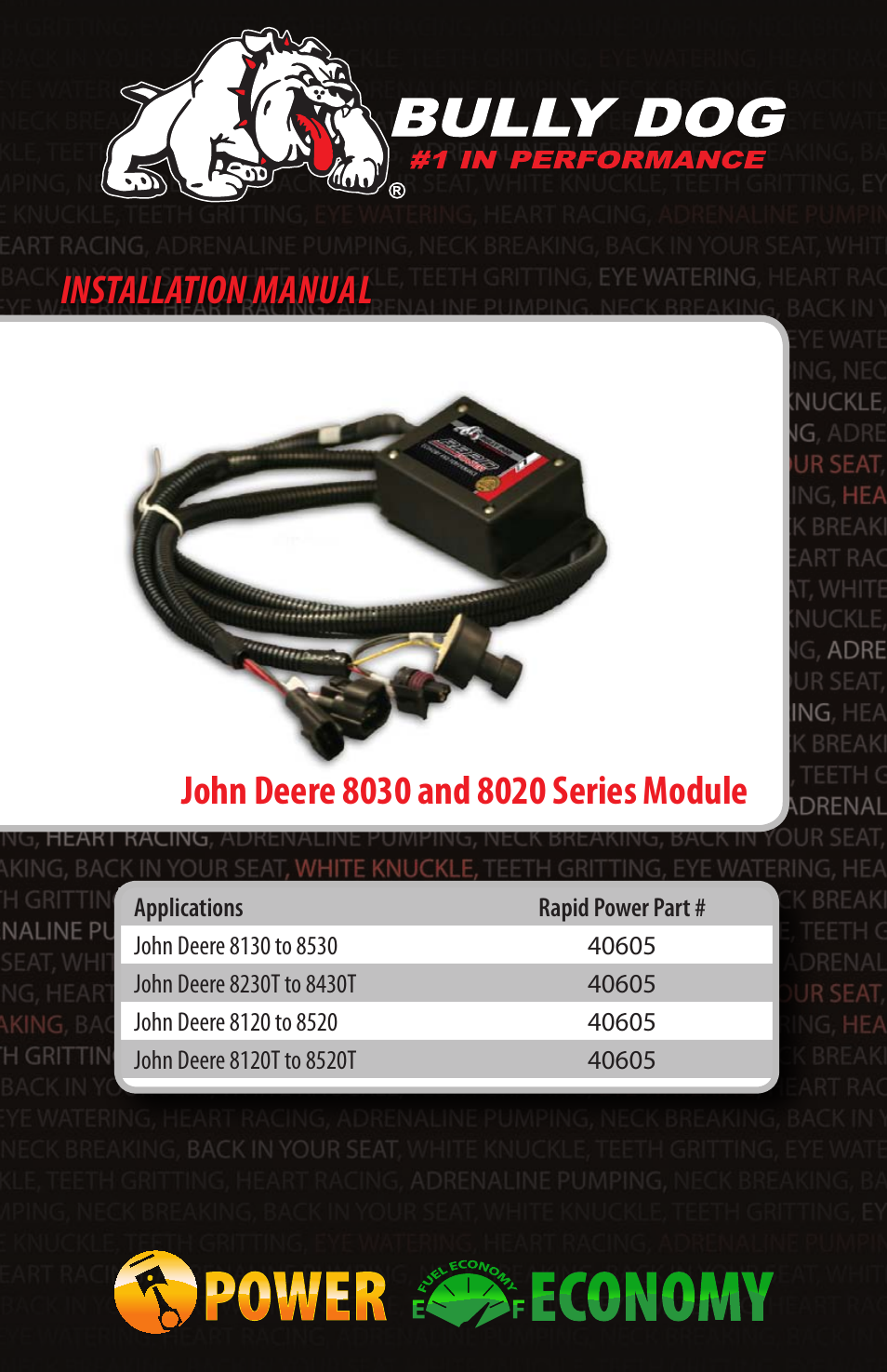Bully Dog 40605 John Deere 8030 and 8020 Series Module User Manual | 16 pages