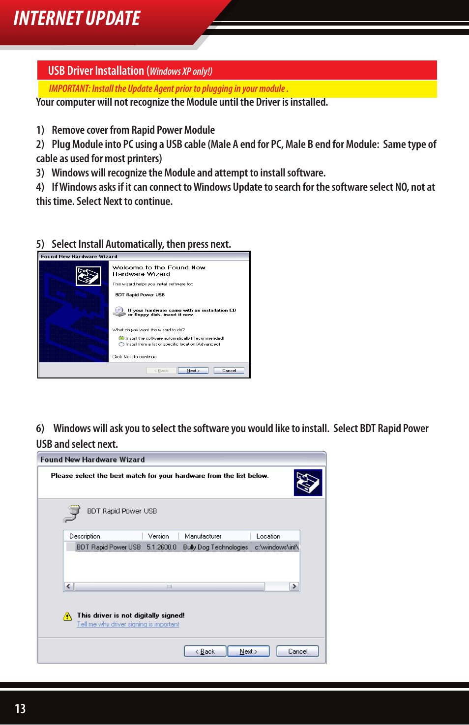 Internet update | Bully Dog 40605 John Deere 8030 and 8020 Series Module User Manual | Page 14 / 16