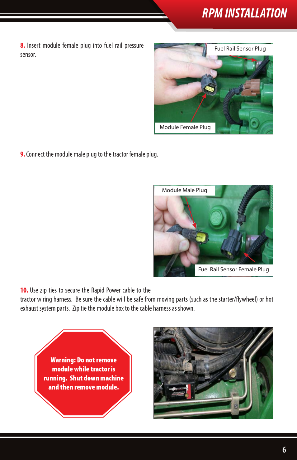 Rpm installation | Bully Dog 40605 John Deere 8030 and 8020 Series Module User Manual | Page 7 / 16