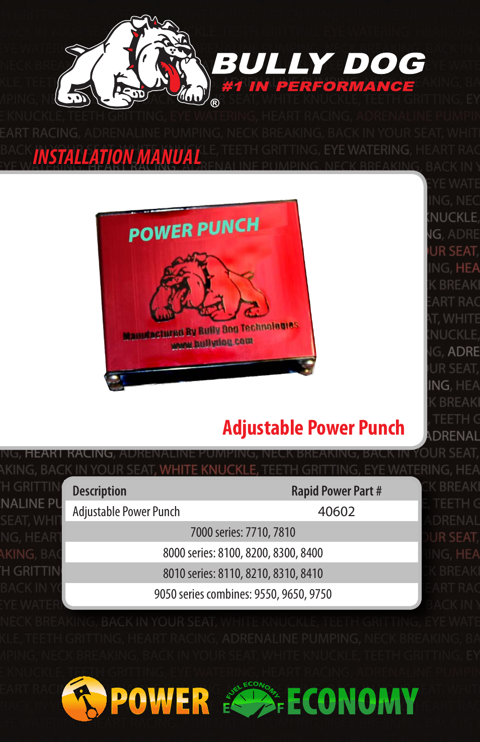 Bully Dog 40602 Adjustable Power Punch User Manual | 8 pages