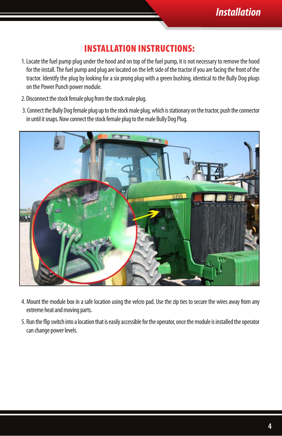 Installation, Installation instructions | Bully Dog 40602 Adjustable Power Punch User Manual | Page 5 / 8