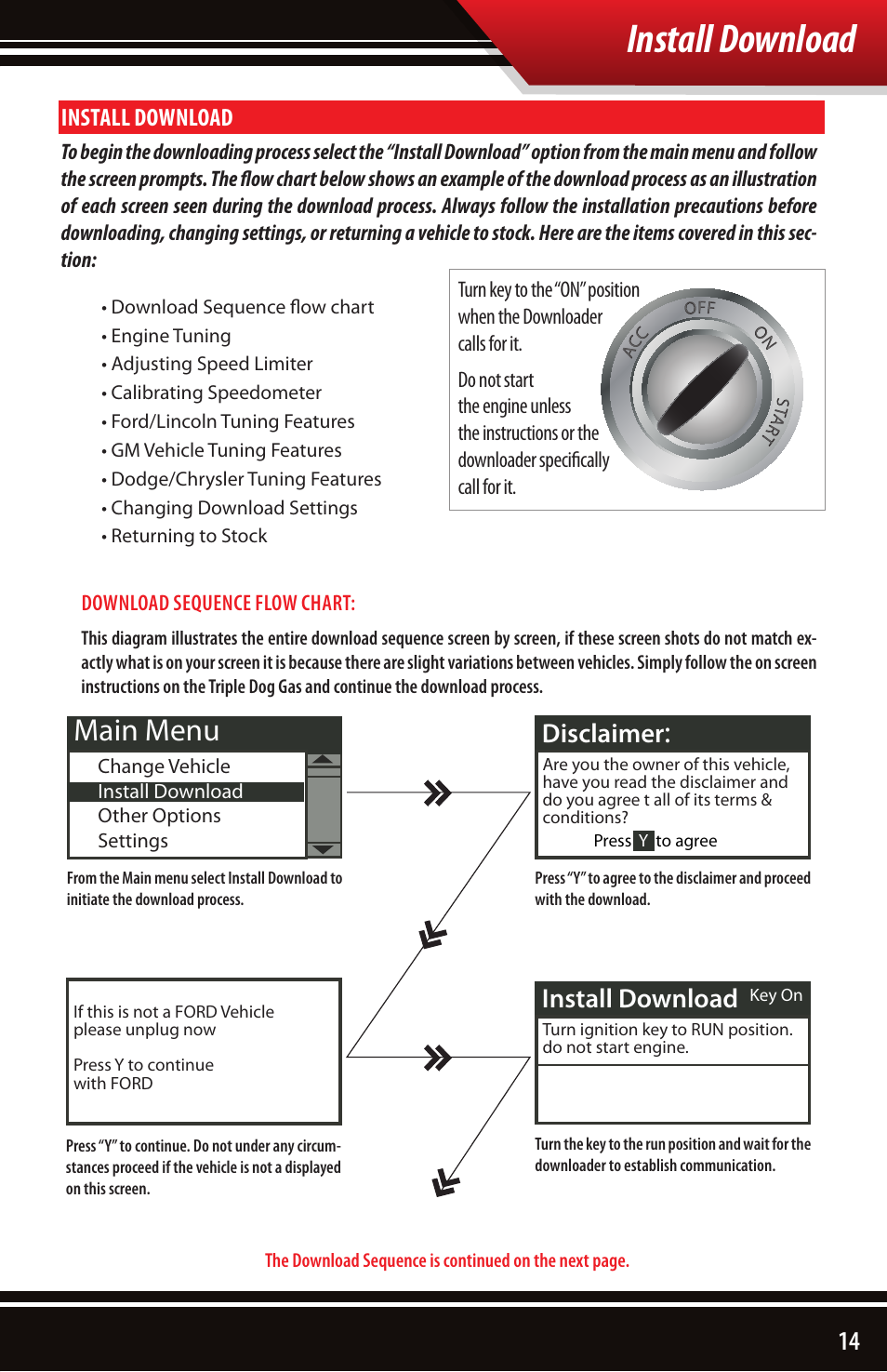 Install download, 50% main menu, Disclaimer | Bully Dog 40510 Triple Dog Gas Downloader User Manual | Page 15 / 32