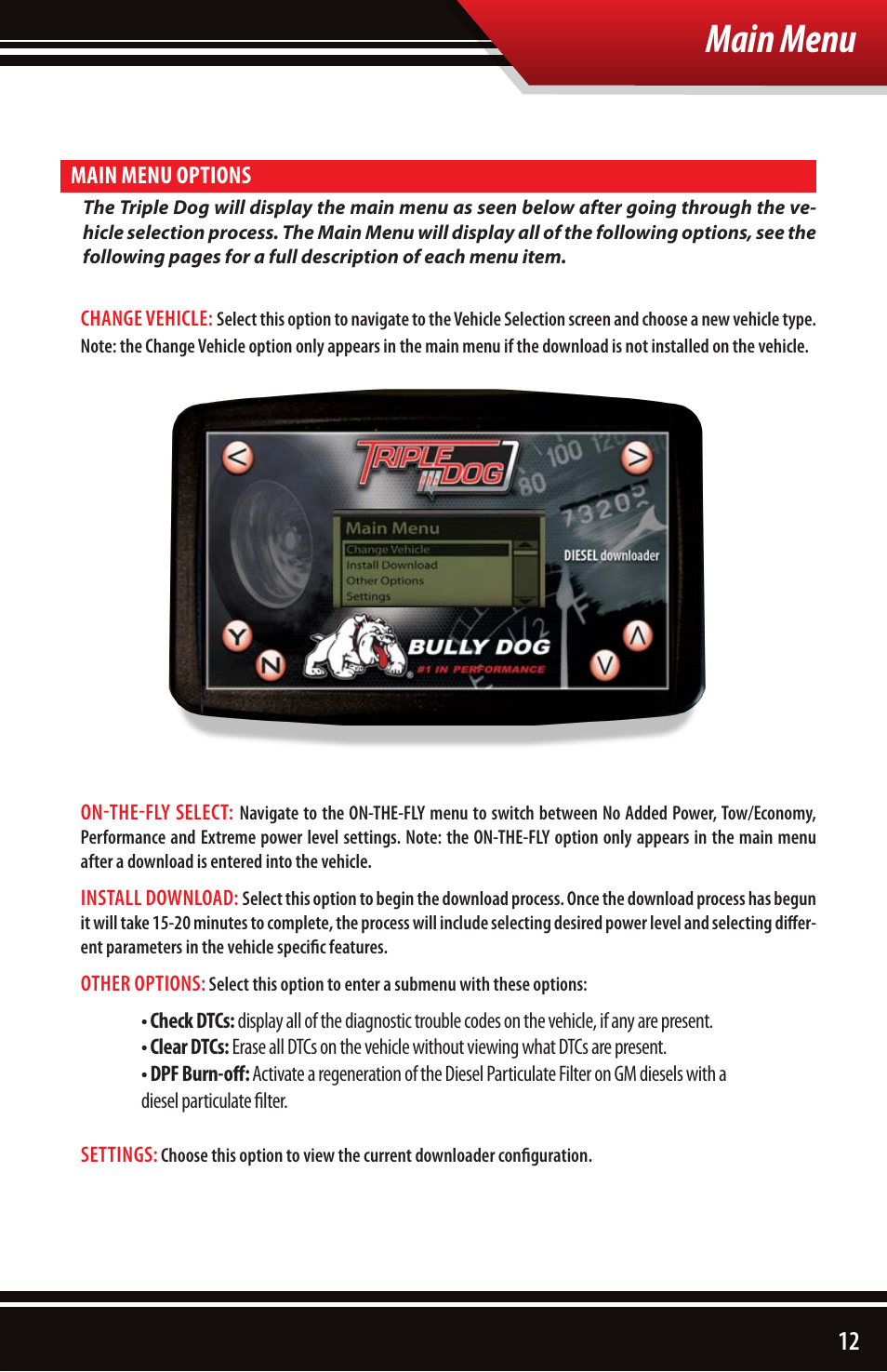 Main menu | Bully Dog 40502 TRIPLE DOG DOWNLOADER User Manual | Page 13 / 24