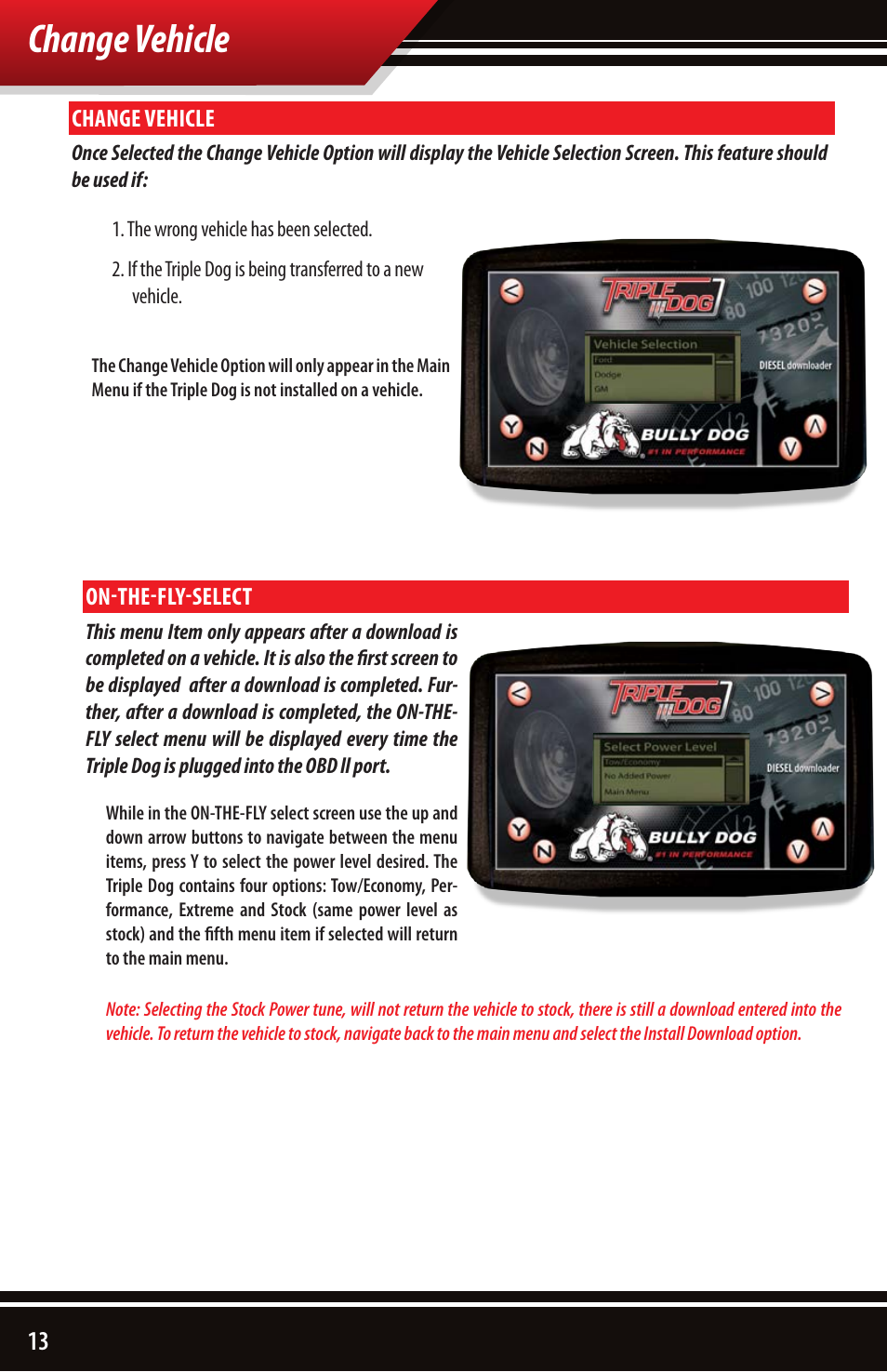 Change vehicle | Bully Dog 40502 TRIPLE DOG DOWNLOADER User Manual | Page 14 / 24