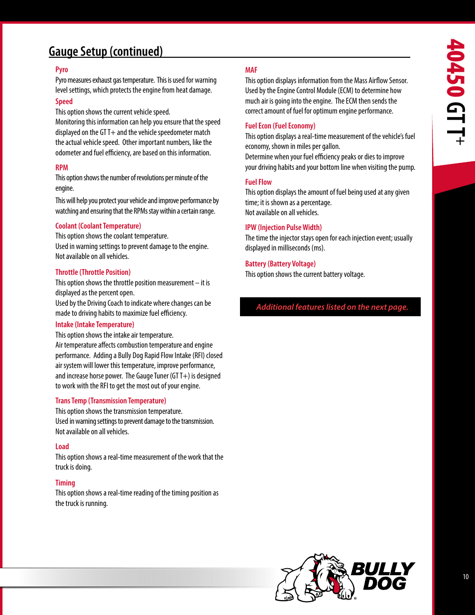 Gauge setup (continued) | Bully Dog 40450 GTT+ User Manual | Page 11 / 47