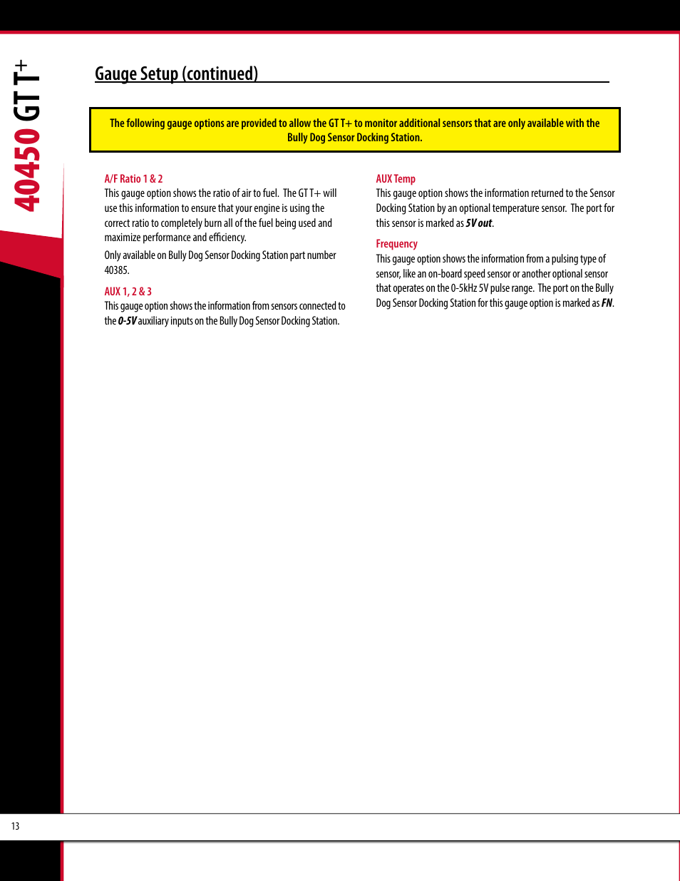 Gauge setup (continued) | Bully Dog 40450 GTT+ User Manual | Page 14 / 47