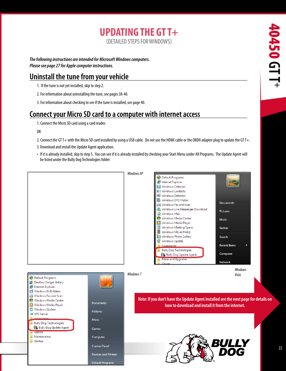Updating the gt t, Uninstall the tune from your vehicle | Bully Dog 40450 GTT+ User Manual | Page 23 / 47