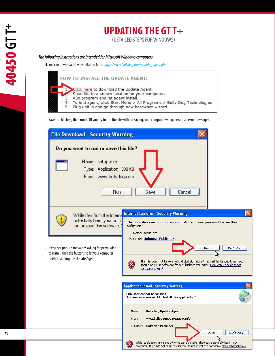 Updating the gt t | Bully Dog 40450 GTT+ User Manual | Page 24 / 47