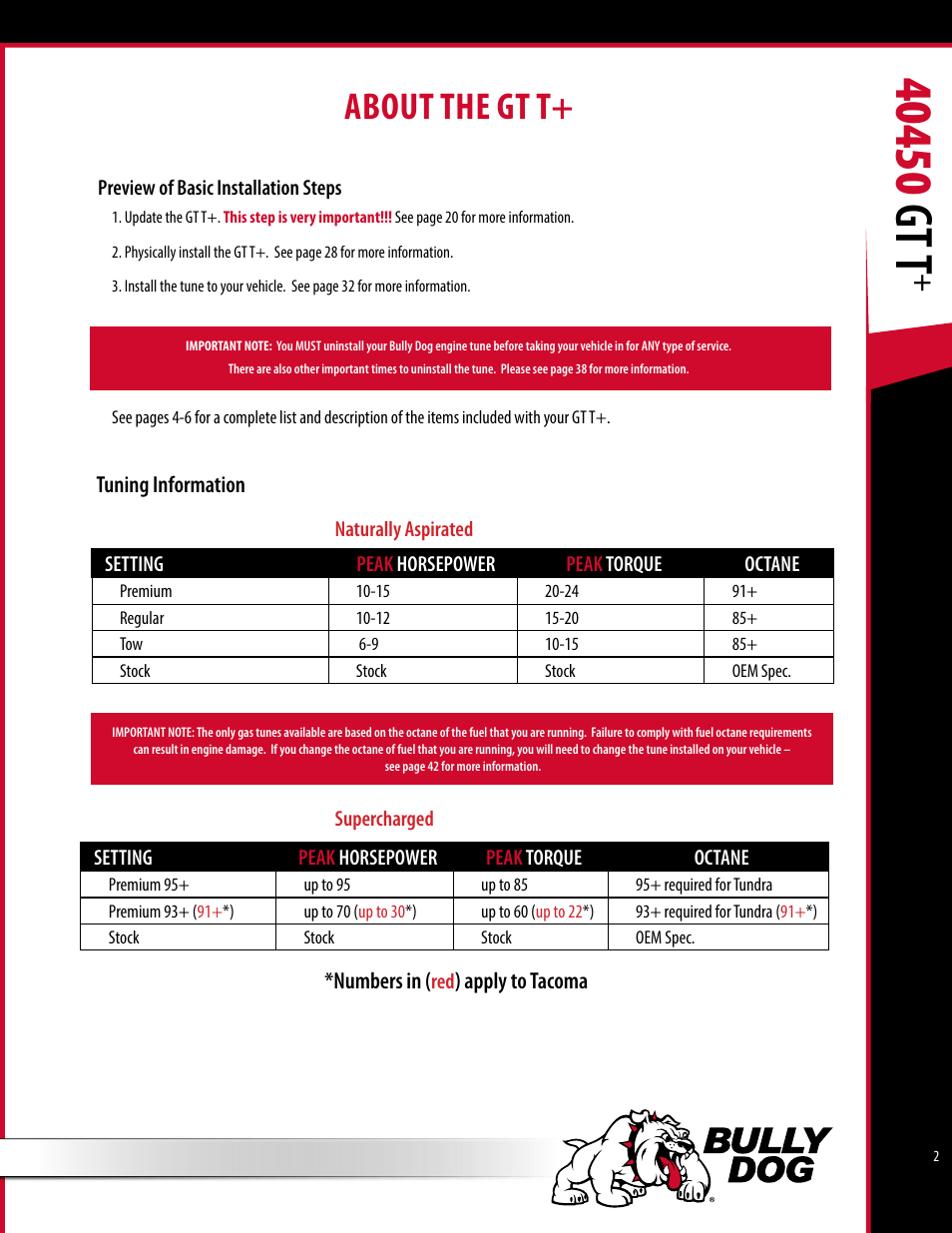 About the gt t | Bully Dog 40450 GTT+ User Manual | Page 3 / 47