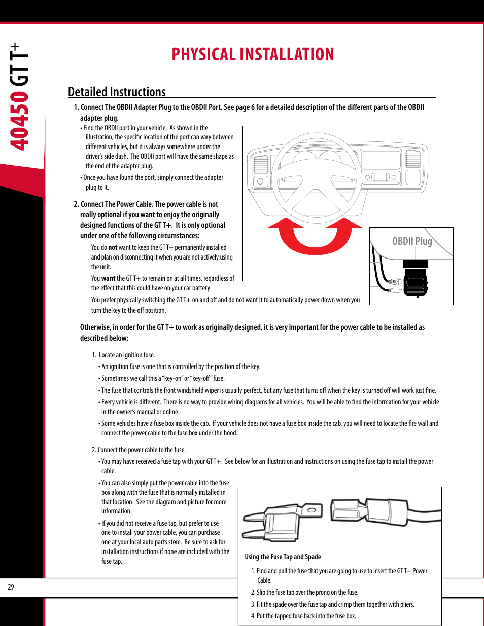 Physical installation, Obdii adapter plug installation diagram, Detailed instructions | Bully Dog 40450 GTT+ User Manual | Page 30 / 47