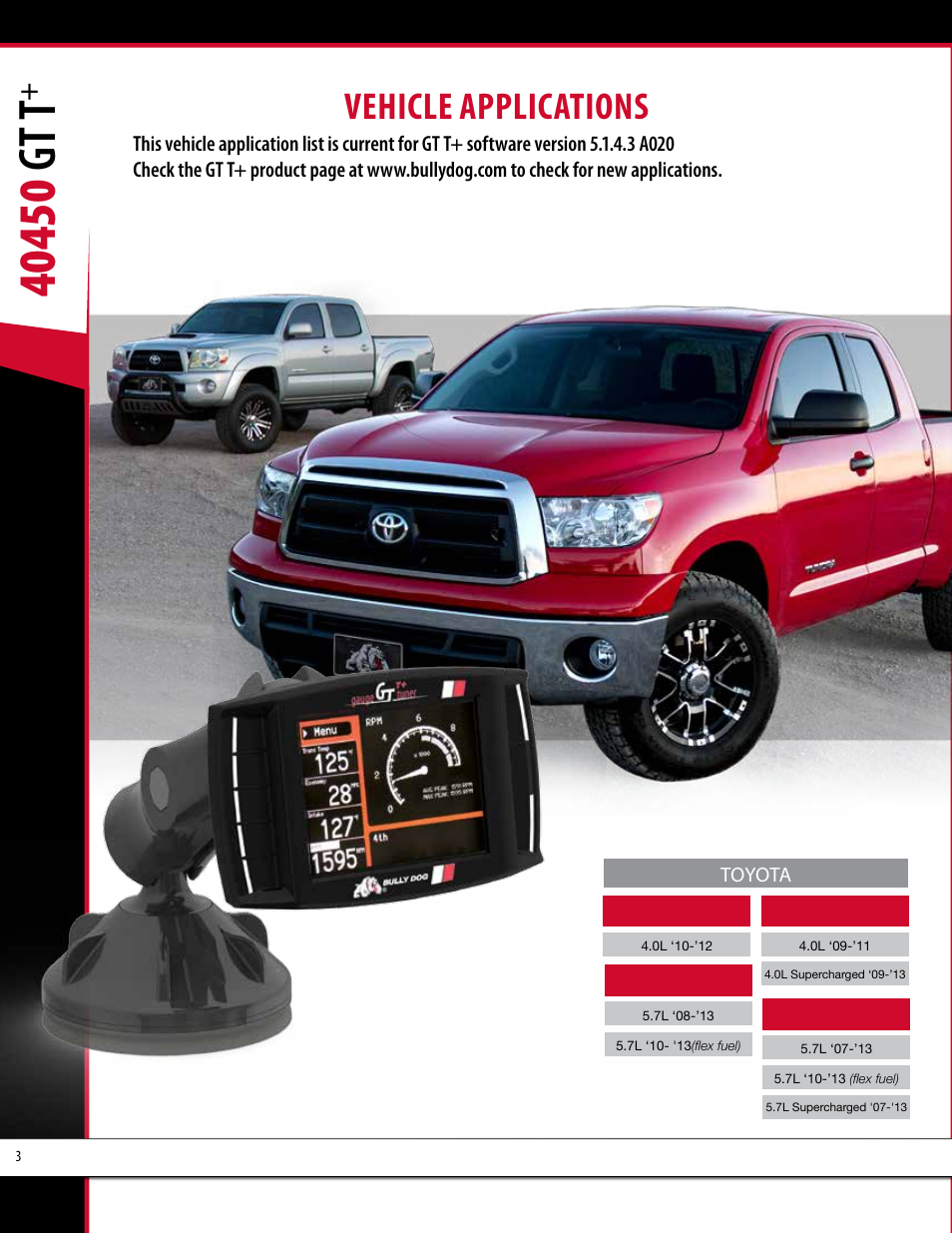 Vehicle applications | Bully Dog 40450 GTT+ User Manual | Page 4 / 47