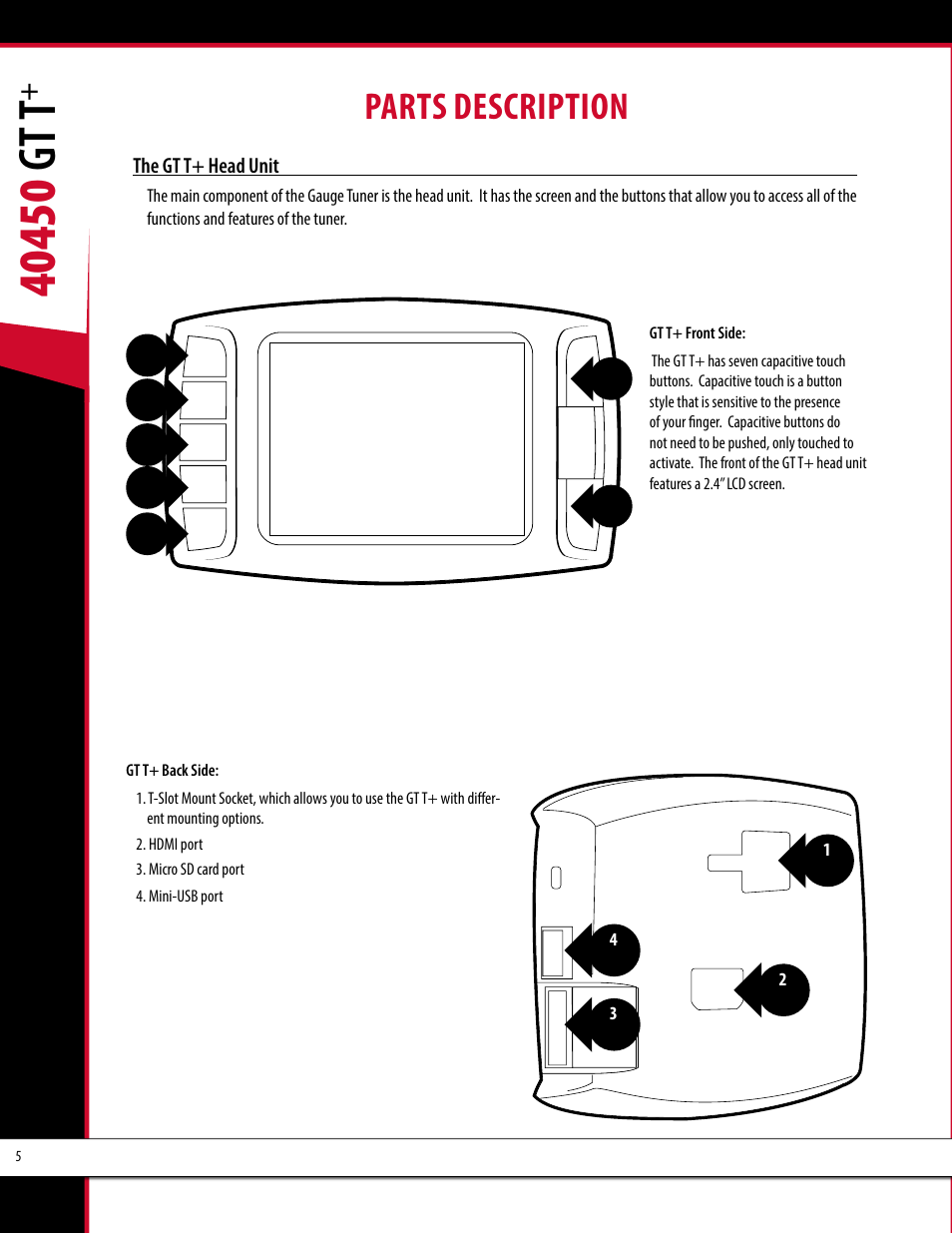 Parts description | Bully Dog 40450 GTT+ User Manual | Page 6 / 47