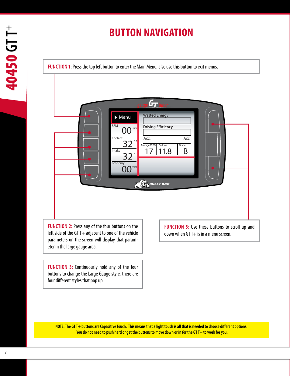 Button navigation | Bully Dog 40450 GTT+ User Manual | Page 8 / 47