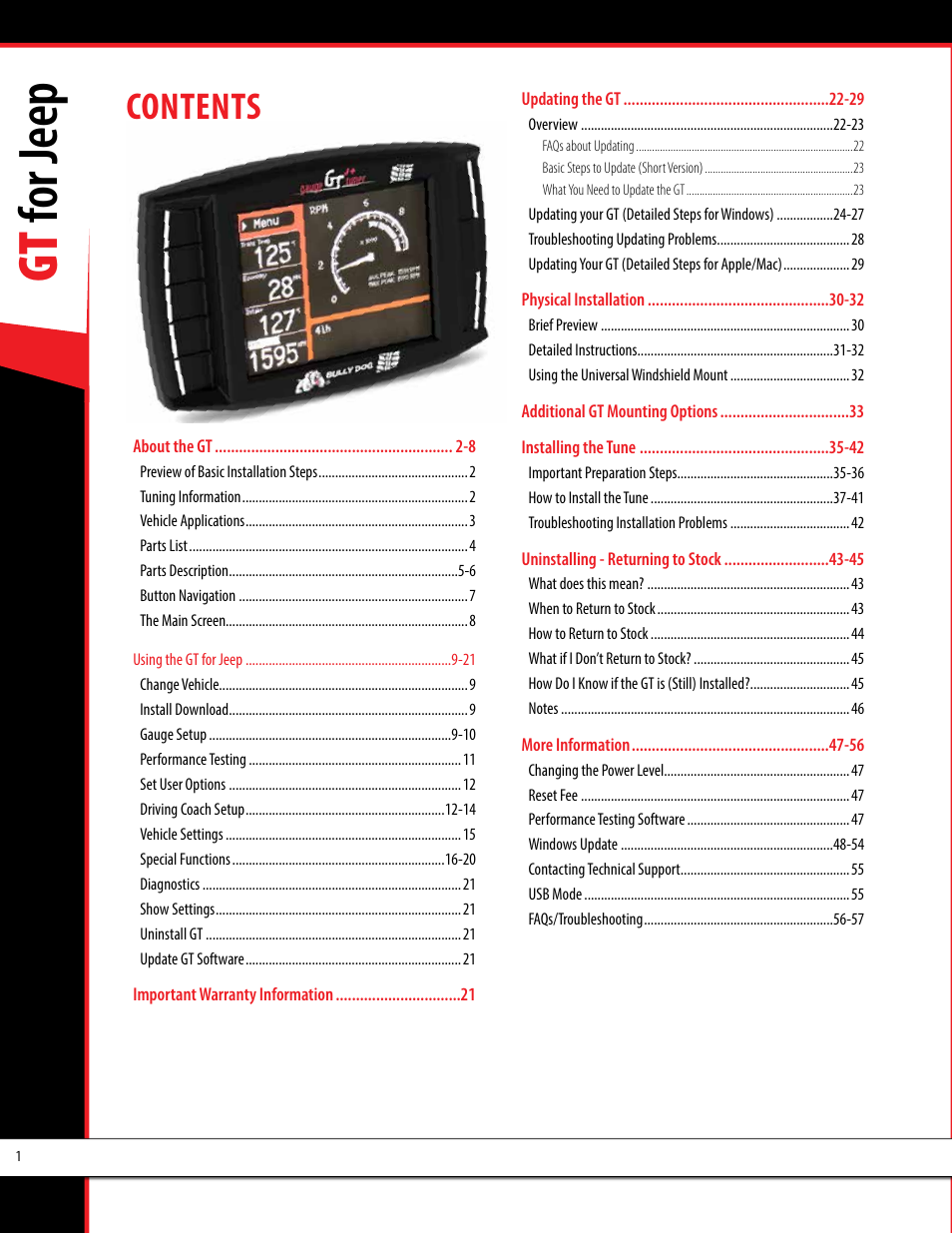Bully Dog 40440 GT for Jeep Manual User Manual | Page 2 / 62