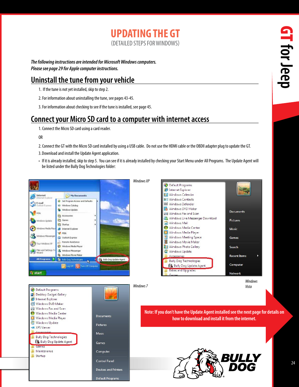 Gt for jeep, Updating the gt, Uninstall the tune from your vehicle | Bully Dog 40440 GT for Jeep Manual User Manual | Page 25 / 62