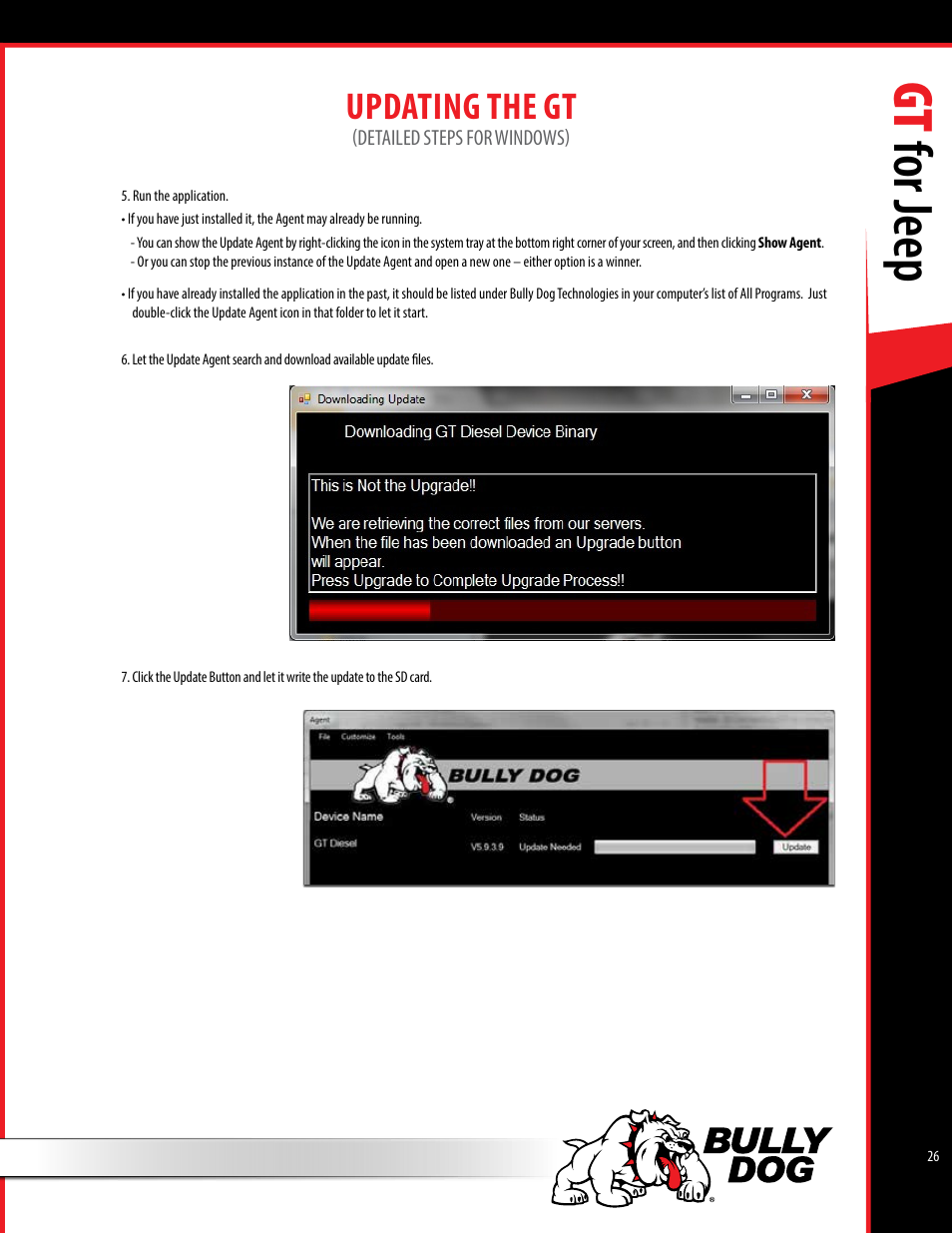 Gt for jeep, Updating the gt | Bully Dog 40440 GT for Jeep Manual User Manual | Page 27 / 62