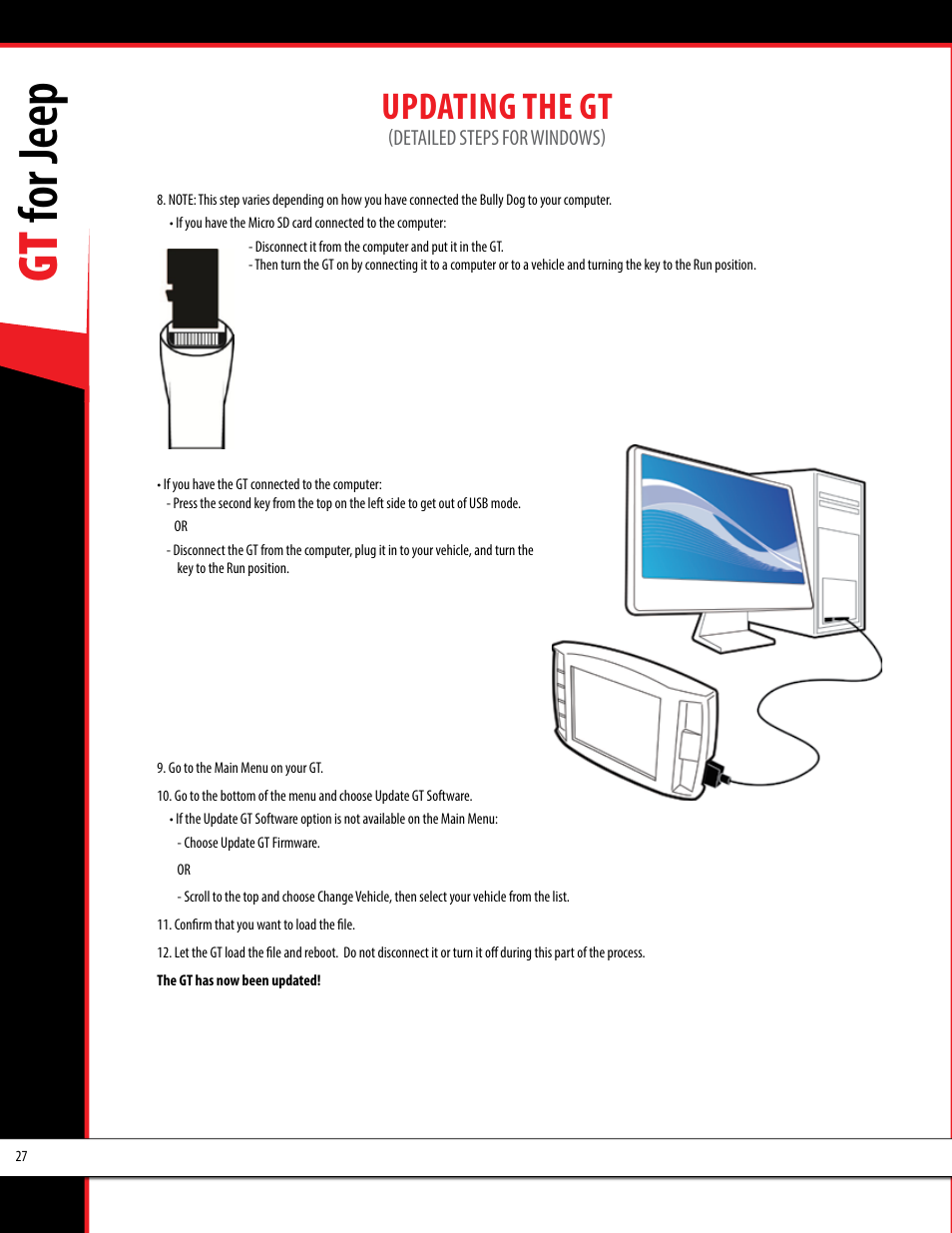Gt for jeep, Updating the gt | Bully Dog 40440 GT for Jeep Manual User Manual | Page 28 / 62