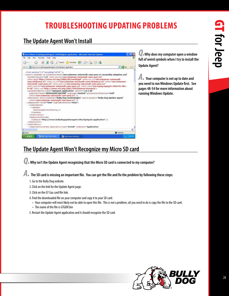 Gt for jeep, Troubleshooting updating problems | Bully Dog 40440 GT for Jeep Manual User Manual | Page 29 / 62