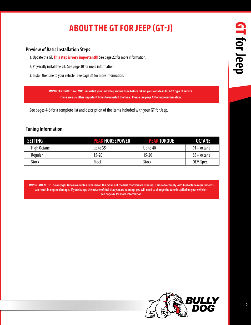 Gt for jeep, About the gt for jeep (gt-j) | Bully Dog 40440 GT for Jeep Manual User Manual | Page 3 / 62