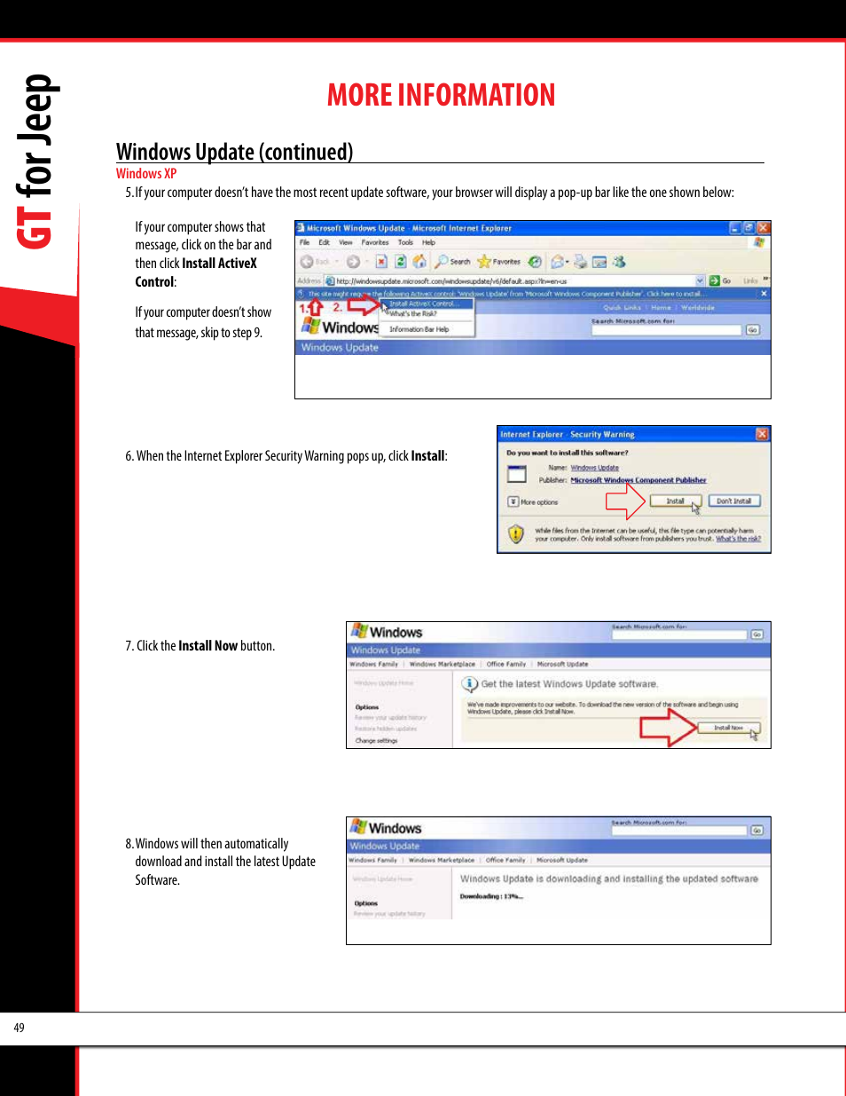 Gt for jeep, More information, Windows update (continued) | Bully Dog 40440 GT for Jeep Manual User Manual | Page 50 / 62