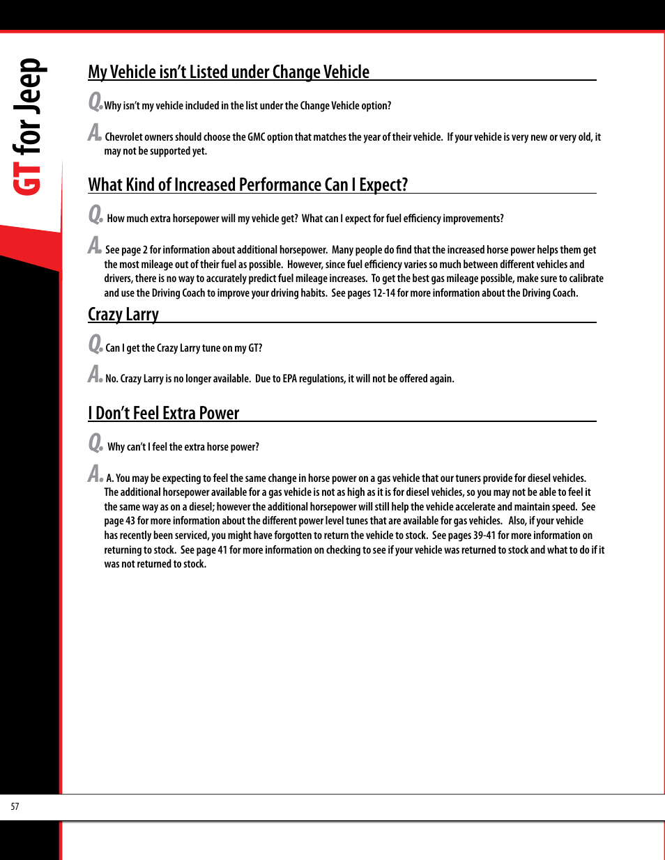 Gt for jeep | Bully Dog 40440 GT for Jeep Manual User Manual | Page 58 / 62