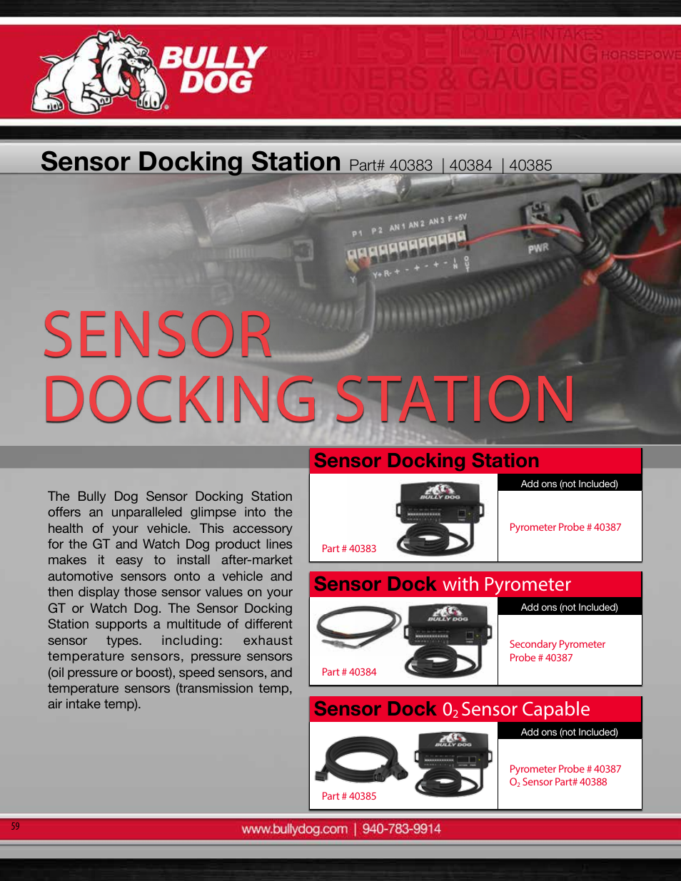 Sensor docking station, Sensor dock 0, Sensor capable | Sensor dock with pyrometer | Bully Dog 40440 GT for Jeep Manual User Manual | Page 60 / 62