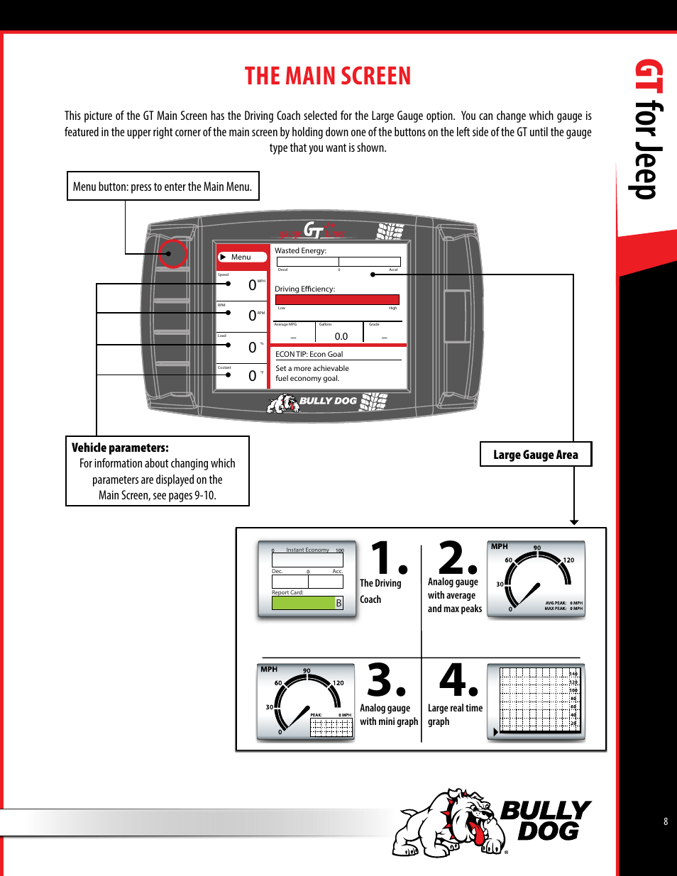 Gt for jeep, The main screen | Bully Dog 40440 GT for Jeep Manual User Manual | Page 9 / 62