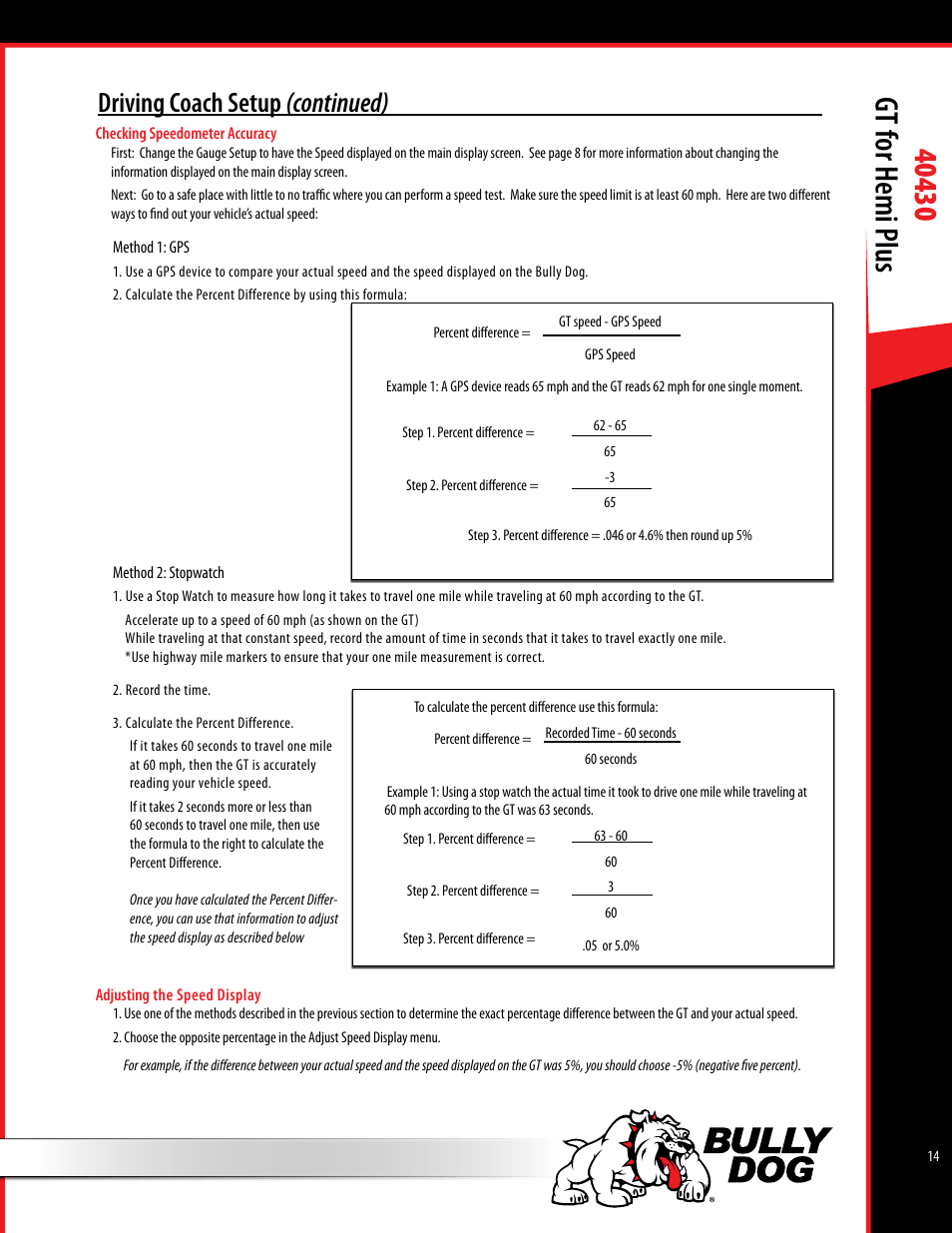 Driving coach setup (continued) | Bully Dog 40430 GT for Hemi Plus User Manual | Page 15 / 61