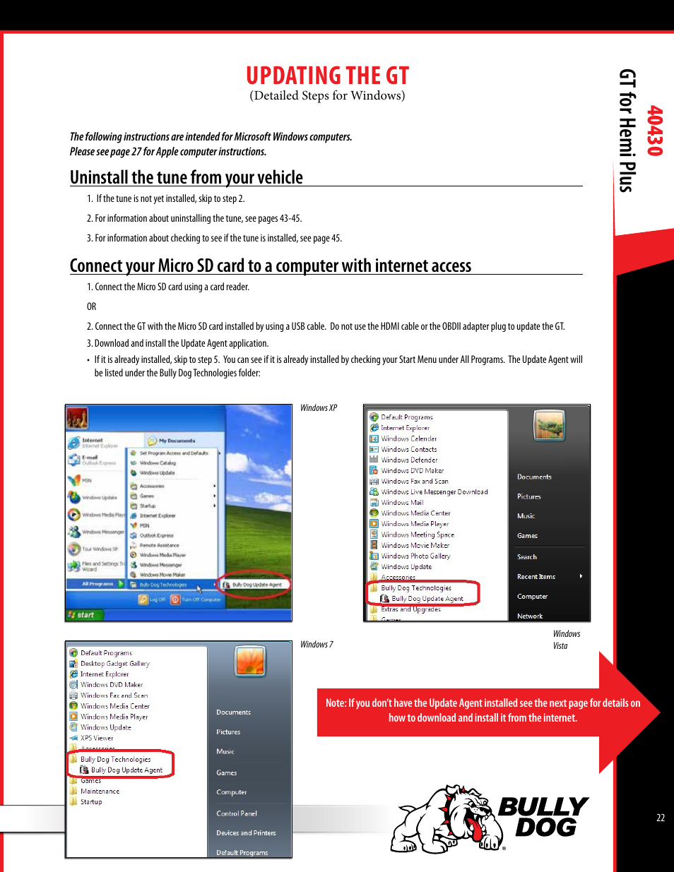 Updating the gt, Uninstall the tune from your vehicle | Bully Dog 40430 GT for Hemi Plus User Manual | Page 23 / 61