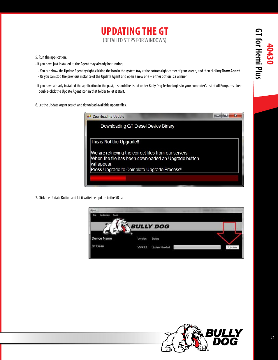 Updating the gt | Bully Dog 40430 GT for Hemi Plus User Manual | Page 25 / 61