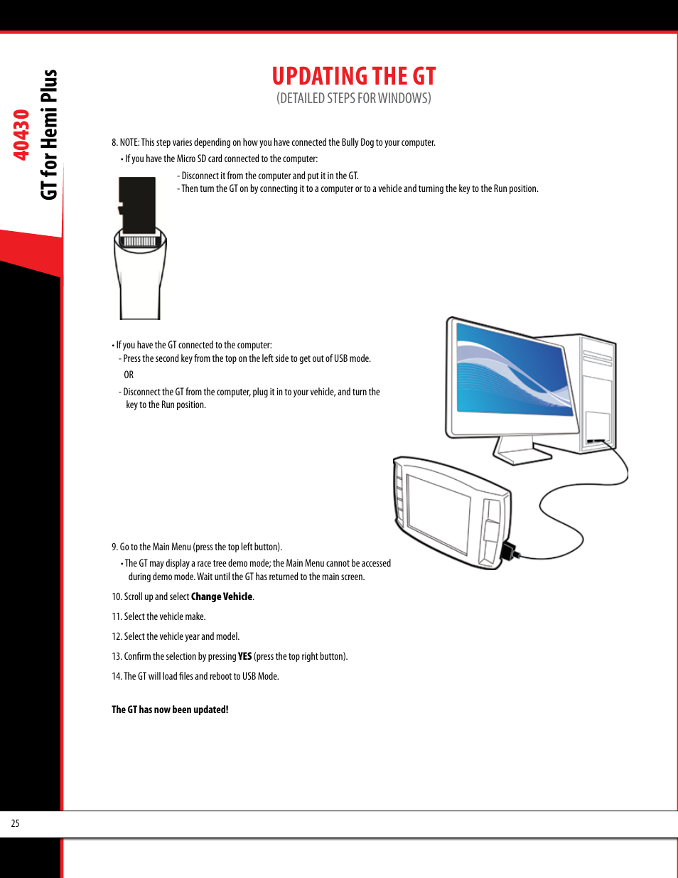 Updating the gt | Bully Dog 40430 GT for Hemi Plus User Manual | Page 26 / 61