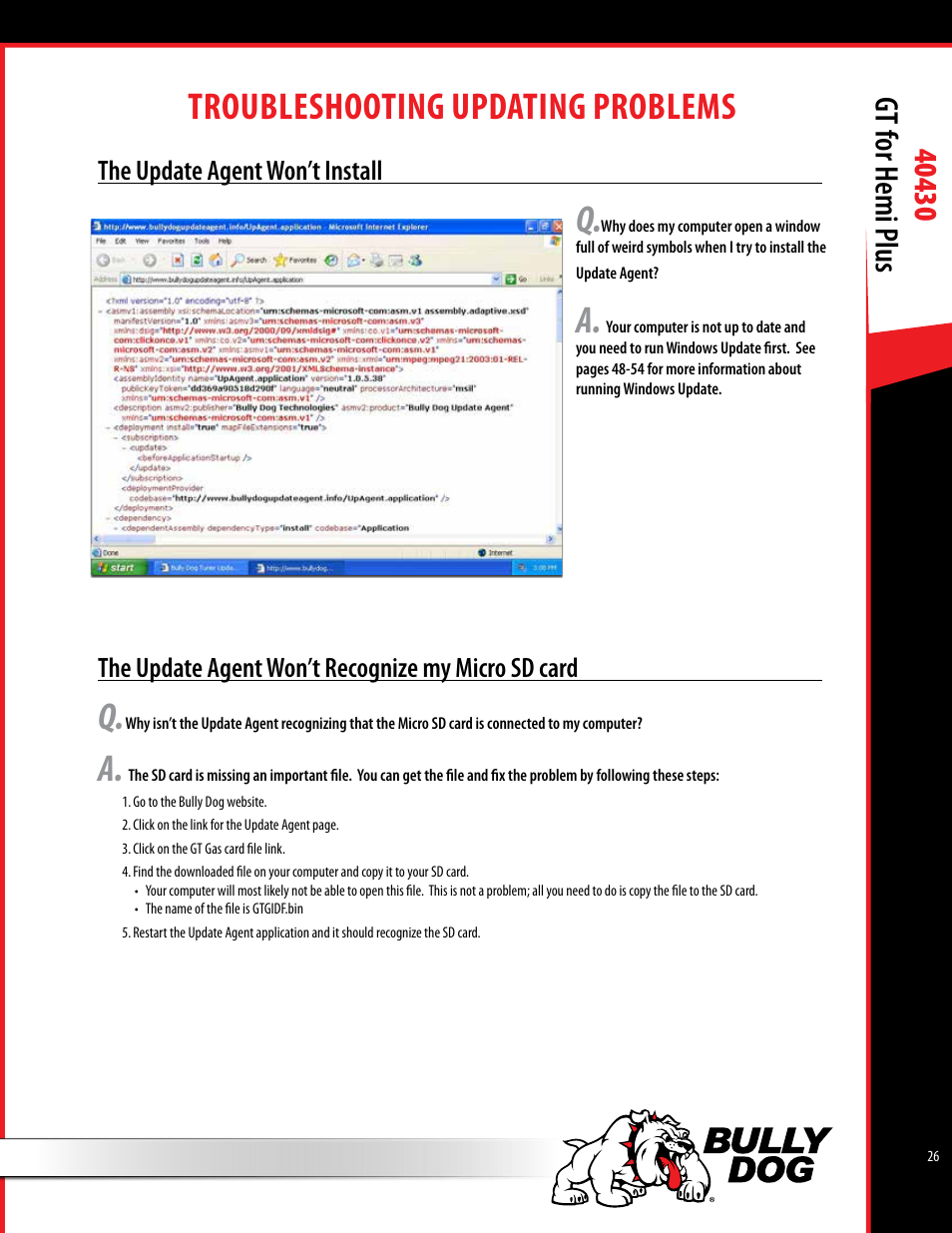 Troubleshooting updating problems | Bully Dog 40430 GT for Hemi Plus User Manual | Page 27 / 61
