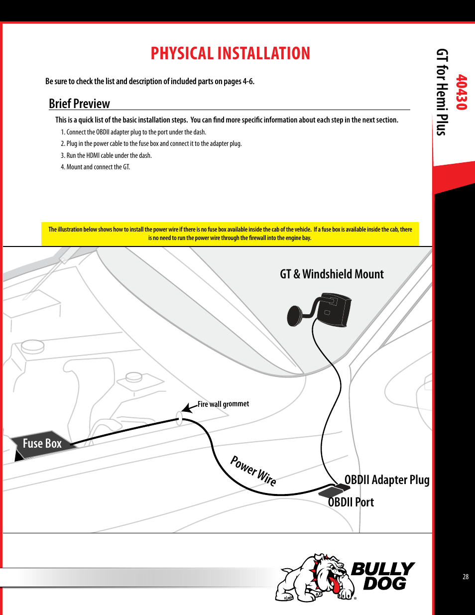 Physical installation, Brief preview | Bully Dog 40430 GT for Hemi Plus User Manual | Page 29 / 61