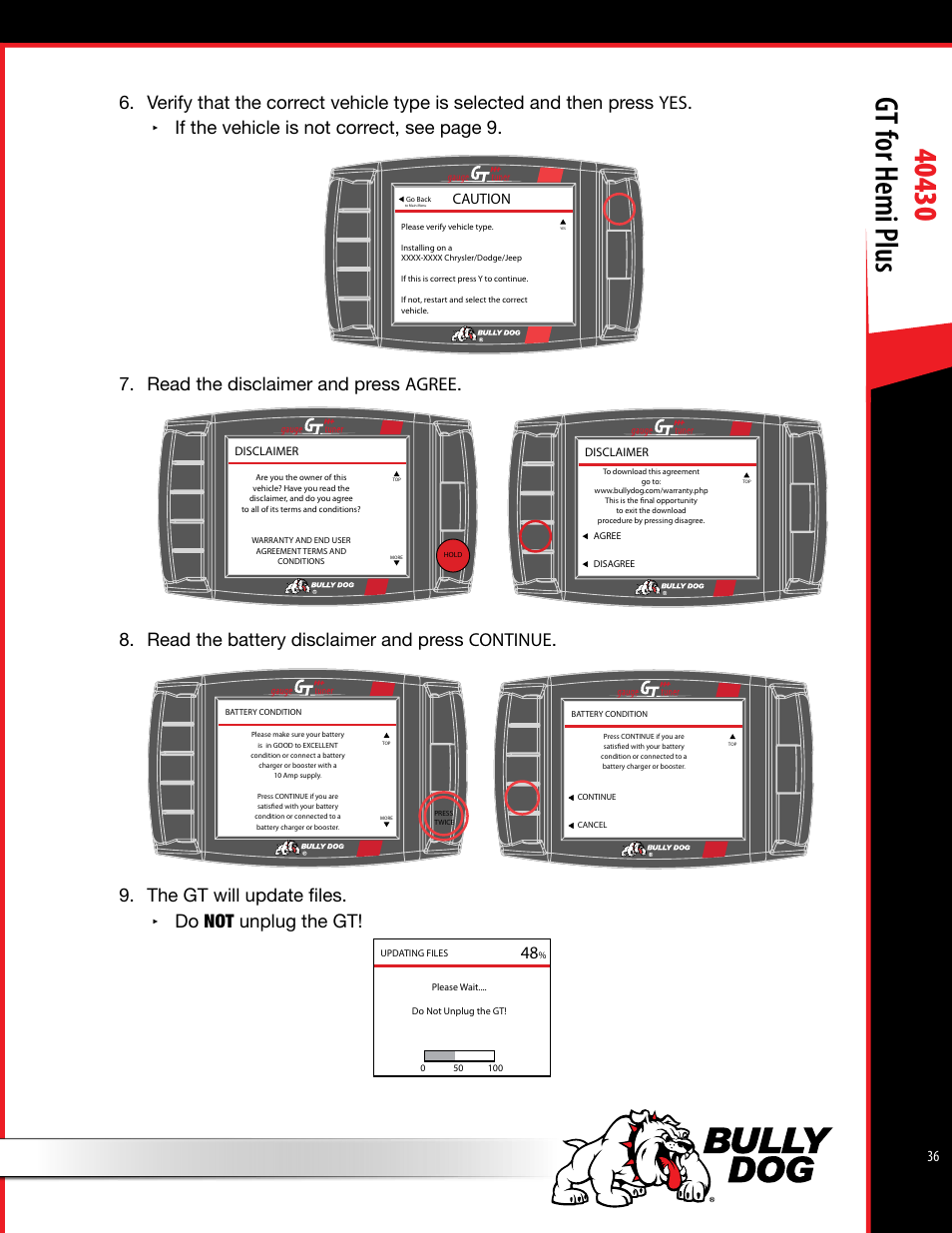 Caution | Bully Dog 40430 GT for Hemi Plus User Manual | Page 37 / 61