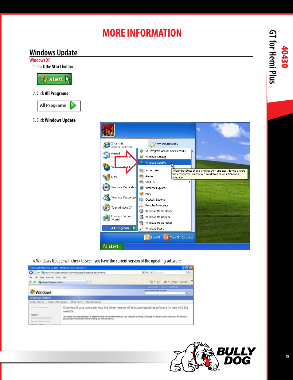 More information, Windows update | Bully Dog 40430 GT for Hemi Plus User Manual | Page 49 / 61