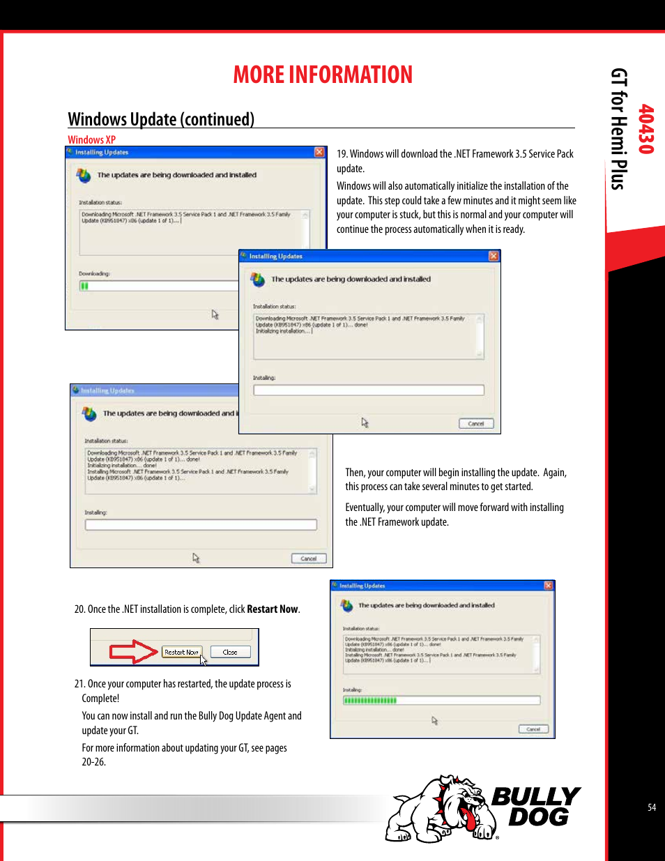 More information, Windows update (continued) | Bully Dog 40430 GT for Hemi Plus User Manual | Page 55 / 61