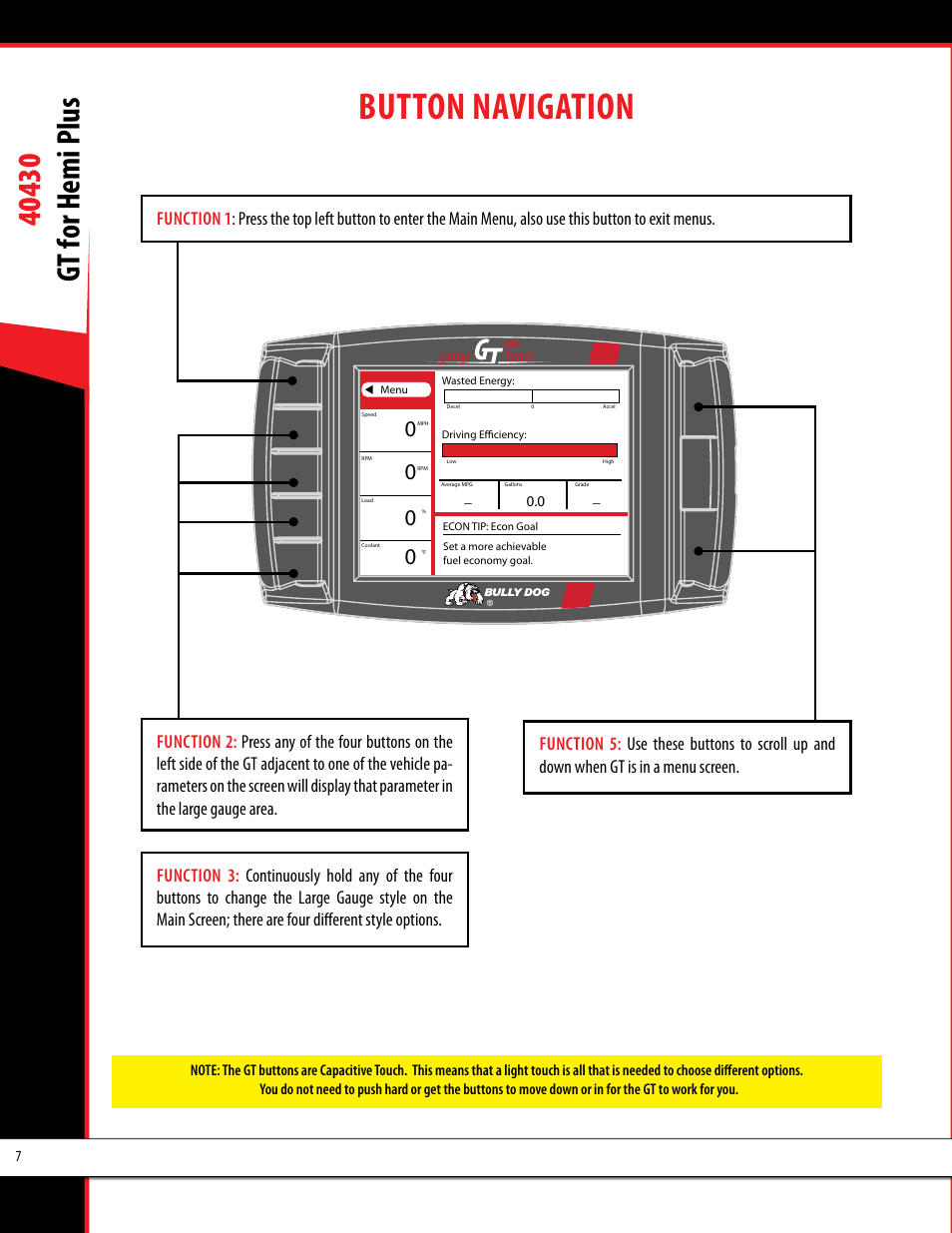 Button navigation | Bully Dog 40430 GT for Hemi Plus User Manual | Page 8 / 61