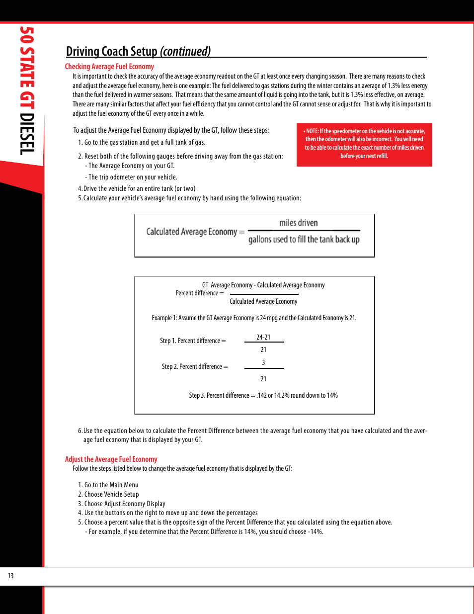 50 st ate gt diesel, Driving coach setup (continued) | Bully Dog 40425 50 State GT Diesel User Manual | Page 14 / 48